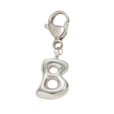 Imagem de Chaveiro B Bolha Prata Letras Pingente - Pingente de cristal da sorte para aniversários e ocasiões especiais GS0037