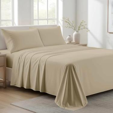 Imagem de Ashton Sheets Lençóis 100% algodão orgânico California King Size - Conjunto de lençóis de tecido percal king de algodão orgânico 4 peças, macio, refrescante e nítido, 40,6 cm com bolso profundo de