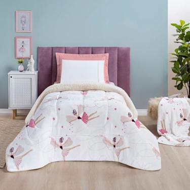 Imagem de Coberdrom Solteiro Manta Sherpa Lã Carneiro Quentinha 1 Peça (Bailarina)