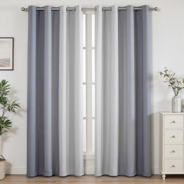 Imagem de weesire Cortinas blackout ombré para quarto, sala de estar, 2 painéis, 100% blackout azul claro cinza dégradé cortinas, 132 x 213 cm