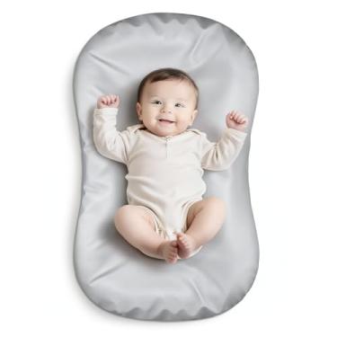 Imagem de JROUTH Capa impermeável para espreguiçadeiras, couro vegano ultramacio para espreguiçadeiras e ninhos de bebê para uso diário, capa removível e sem zíper para meninas e meninos (apenas capa) (cinza