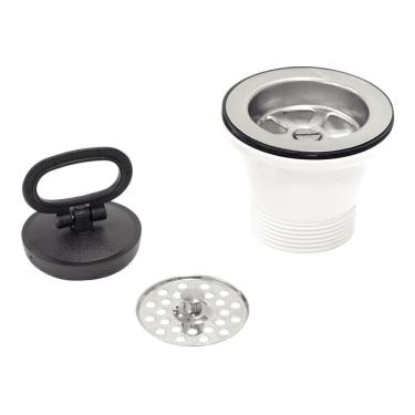 Imagem de Válvula Para Pia E Cuba Tramontina Em Aço Inox E Polipropileno Econômica Sem Escape 3" Tramontina