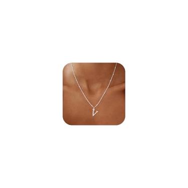 Imagem de GRCLD Colares com inicial para mulheres – Colar com letra banhada a ouro 14 K, corrente personalizada, elegante, elegante, não mancha, colar único com pingente fofo, joia de presente para mulheres