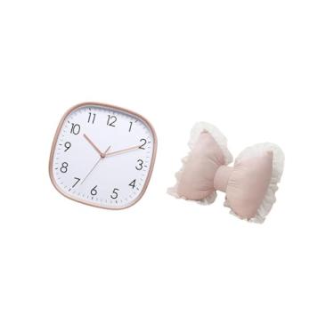 Imagem de Fenteer Relógio de Parede Digital Vintage E Conjunto de Almofadas com Laço Fofo para Sala de Jantar Moderna de Fazenda, Cadeira de Escritório, Decoração de Ca