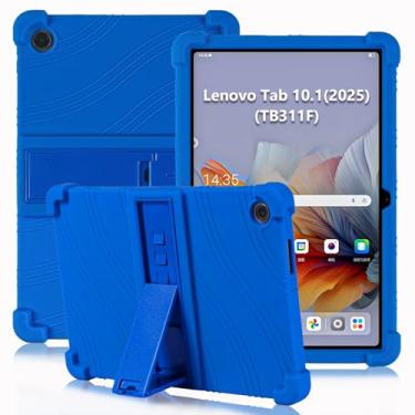 Imagem de ATOOZ Capa infantil de silicone macio à prova de choque para Lenovo Tab 10.1 2025 (TB311FU) com suporte para PC (azul)