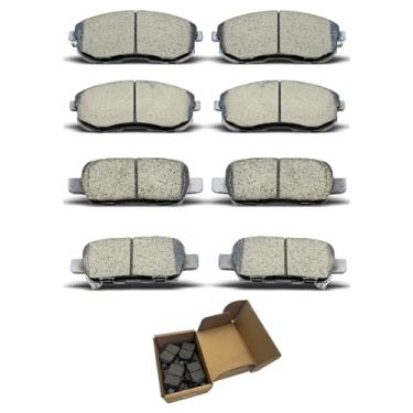 Imagem de Conjunto de pastilhas de freio de cerâmica - dianteiro e traseiro 8 peças compatíveis com Nissan Altima 2002-2013, Sentra 2007-2018, 350Z 2003-2005, Juke 2011-2017 | Durável, baixo ruído | D815, D905