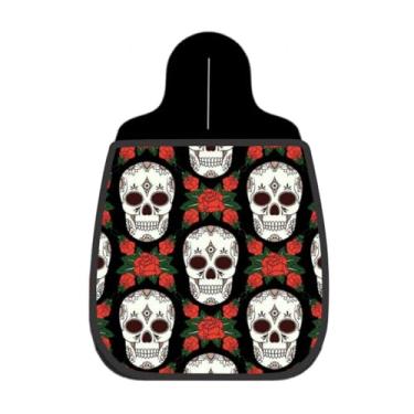 Imagem de Lixeira De Carro Organizador Caveiras Mexicanas Rosas Vermelhas