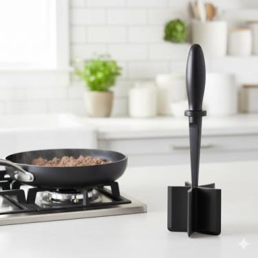 Imagem de Cortador de carne atualizado, triturador de carne resistente ao calor para hambúrguer, esmagador de carne moída, utensílio de moedor de hambúrguer de nylon, cortador de solo antiaderente, triturador