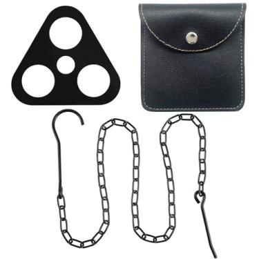 Imagem de Placa de tripé de acampamento - Transforme galhos em tripé de fogueira, placa de suporte de fogueira de aço inoxidável com corrente ajustável para pendurar panelas - Acessórios para cozinhar ao ar