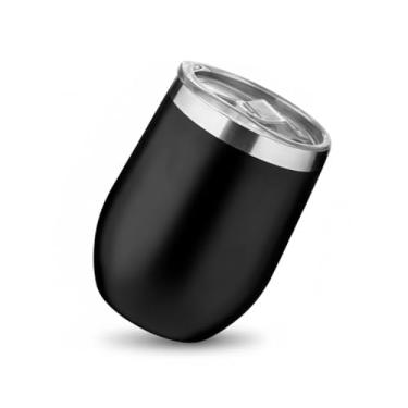 Imagem de Copo Inox Térmico Preto Parede Dupla 350ml Vedação Tampa Hermética