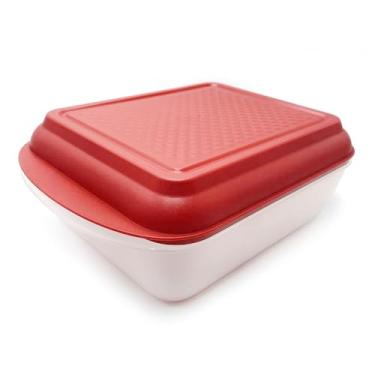 Imagem de Recipiente grande para marinada com tampa estilo tábua de entalhar pirâmides | Bandeja de preparação para grelha e para servir | Travessa de servir segura para micro-ondas e forno, ideal para