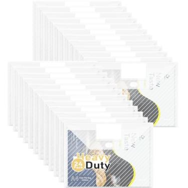 Imagem de WORPSON Pacote com 24, pastas de arquivos de envelopes de plástico transparente, suporte de documentos resistente com bolsos de etiqueta para letras e tamanho A4, pasta de documentos para escola, casa