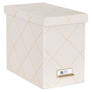 Imagem de Bigso John Caixa organizadora de arquivos pendurada de papelão para papéis de tamanho carta - Caixa de arquivo de pendurar durável com tampa e suporte de etiqueta - coberta em laminado de papel - L 18