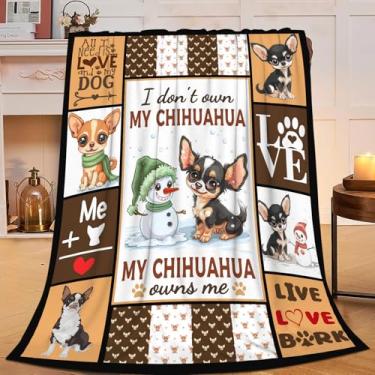Imagem de Flintis Chihuahua Cobertor de boneco de neve Chihuahua decoração animal cobertor cobertor para meninas meninos super quente macio pelúcia leve flanela inverno cobertores de cama para crianças adultos