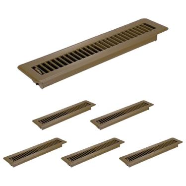 Imagem de PATIKIL Coberturas de ventilação de piso de 5 x 35 cm, 6 peças de registros de piso capas de ventilação de ar de metal resistente para ventilação de ar fácil ajustável para grades de teto de parede de