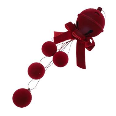 Imagem de ZJchao Ornamento de árvore de Natal Flocado Vermelho, Pingente de Bola Com Design Vibrante, Reutilizável e Leve, Com Fácil Suspensão para Decoração de Férias, Guirlandas, Lareiras e (e Sino)