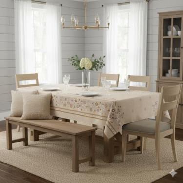 Imagem de TOALHA DE MESA LINHÃO EM TECIDO LINHO RUSTICO (MARGARIDA BEGE, 140X140)