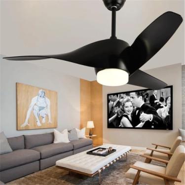 Imagem de Ventilador de teto LED contemporâneo com lâmpada, controle remoto, design moderno e elegante, ideal para sala de estar, restaurante, quarto, escritório e quarto infantil (Estilo 11)