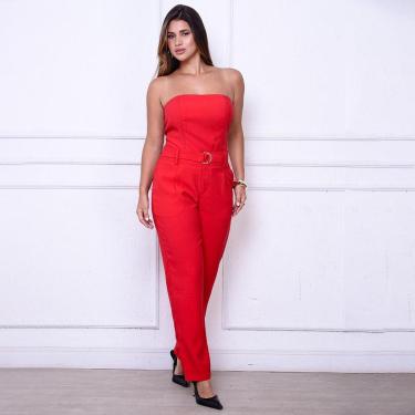 Imagem de Calça Mirela BBonnie – Alfaiataria Sensorial com Cinto Vermelho-Feminino