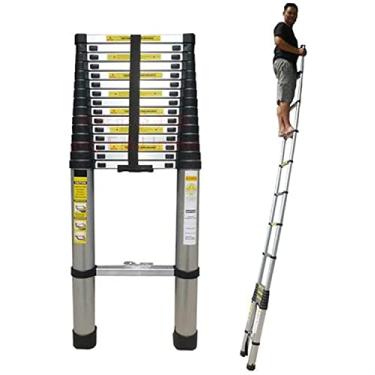Imagem de Escada telescópica de alumínio de 8 m/7 m/6,2 m/5 m/4,2 m/3,8 m/2,6 m de altura, escadas telescópicas de extensão para uso interno externo no sótão, RV no telhado, carga de 150 kg (tamanho: 5,4 m/17,7