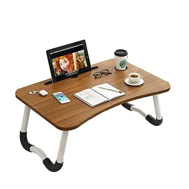 Imagem de Bandeja de cama dobrável para laptop, mesa dobrável na cama, mesa de colo portátil, suporte de mesa dobrável, para trabalhar na cama/sofá/sofá, azul marinho (Rubberwoodcolor)