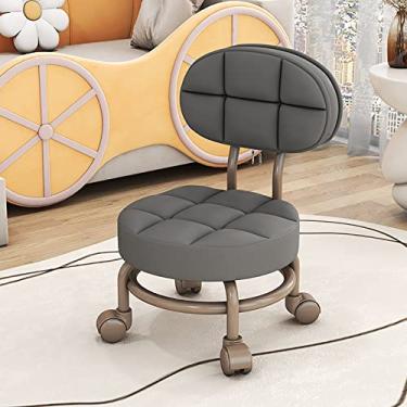 Imagem de BSNANCA Banqueta cosmética com rolamento, assento baixo de rolo, banquinho baixo com rolamento, rodas redondas com rolamento, banqueta rolante, almofada (L) (F) (J)