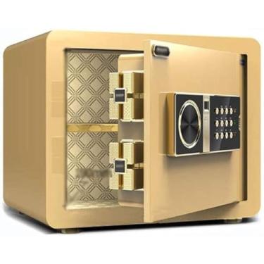 Imagem de Cofre portátil com senha de impressão digital totalmente em aço, seguro para parede, à prova de fogo e à prova d'água para uso em casa/escritório (Lokalt Guld, quadrado)