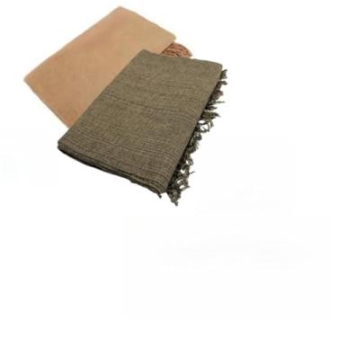 Imagem de Kit 2 Mantas Para Sofa King Gigante 300x180cm Algodao Protetor Decorativo (Caramelo Lisa + Marrom Mesc)