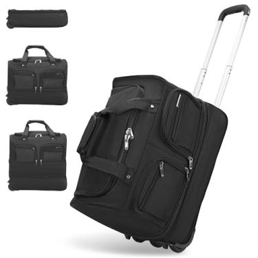 Imagem de Bolsa de Viagem com Rodinhas, Mochila com Rodinhas Adulto Grande 50 Litros Expansível, Bolsa de Viagem Grande, Dobrável, Compactável, Mala Flexível e Macia, Preto