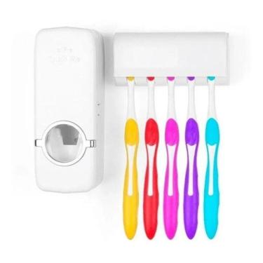 Imagem de Dispenser Suporte 5 Escovas Banheiro Organizador Higiênico