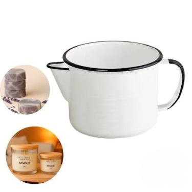 Imagem de Caneca Esmaltada Branca c/ Bico 1L Derreter Cera Artesanato - Ewel