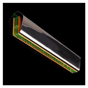 Imagem de Gaita de jogo profissional Echo Harmonica 24 furos chave C placa de alumínio capa de aço inoxidável caixa de papel instrumento gaita