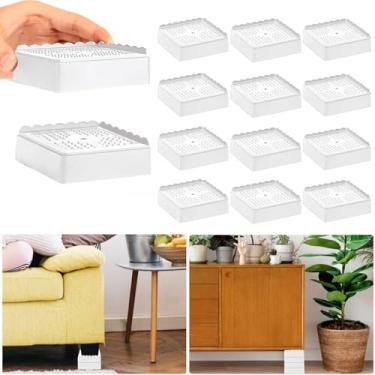 Imagem de Elevadores de cama 2.5 cm, 5.1 cm, 7.6 cm, 10.2 cm resistente, elevador de móveis ajustável para mesa, sofá, poltrona, poltrona, reclinável, estrutura de perna, dormitório, blocos empilháveis para