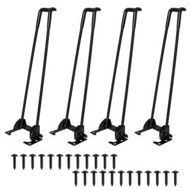 Imagem de IVWNNN Pernas de mesa de grampo de cabelo de 30 cm para mesa de cabeceira, mesa de centro, etc. Pacote com 4 pernas de mesa de metal dobráveis com parafusos e almofadas de borracha