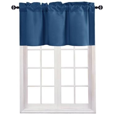 Imagem de JIUZHEN Cortinas de saia para cozinha, cortinas de bolso de haste para sala de estar/porão, painéis de cortina curtos com isolamento térmico, azul royal, 76 x 61 cm, 1 painel