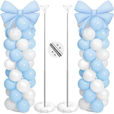 Imagem de Kit de suporte de coluna de balão Charnoel Azul Claro Branco 168 cm