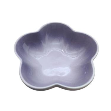 Imagem de prato de lanche Prato fundo de cerâmica cor sólida com 5 polegadas para flores, prato pequeno para mergulhar, utensílios cozinha para casa tigela de sopa(Purple)