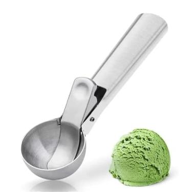 Imagem de Colher de Sorvete com Extrator em Aço Inoxidável Ideal para Sorvetes Massa Açaí e Sobremesas Gourmert Resistente Facil Manuseio e Limpeza Premium