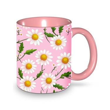 Imagem de opshksog Caneca de café margarida 325 ml, xícara de chá de cerâmica com alça, canecas de porcelana engraçadas para mulheres, lavável na lava-louças e no micro-ondas
