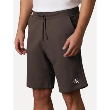 Imagem de Bermuda Calvin Klein Jeans Masculina Cadarço Linen RE Issue Marrom Escuro-Masculino