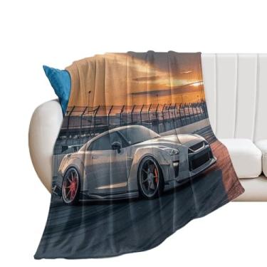 Imagem de HouLaiZhe Cobertor super macio de flanela pista pôr do sol JDM R35 cobertores leves refrescantes para sofá-cama cadeira sofá carro viagem ao ar livre leve quente 178 cm x 203 cm