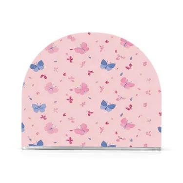 Imagem de Wassud Porta-guardanapos de borboletas azuis pastel para mesa, cozinha e jantar, suporte de guardanapo de acrílico para guardanapos de papel, acomodam 50-60 guardanapos decoração de fazenda 1 peça