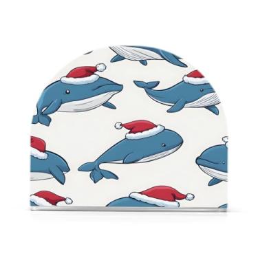 Imagem de xigua Porta-guardanapos de baleias de Natal para mesas, porta-guardanapos de papel de prato acrílico elegante, dispensador de papel de seda independente moderno para sala de jantar, sala de estar