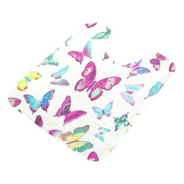 Imagem de Burbuja Tapete de banheiro Butterfles, tapete de banho absorvente de pelúcia macio, base antiderrapante para piso de banheiro, oval em forma de U