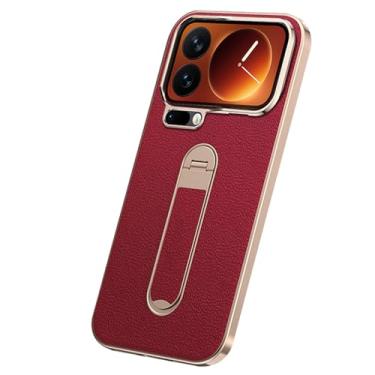 Imagem de LTLMYDAM Capa de revestimento para Xiaomi 17 Pro Max/17 Pro/17, capa de negócios com textura de lichia com suporte ajustável, ultrafina, à prova de choque, vermelha, 17