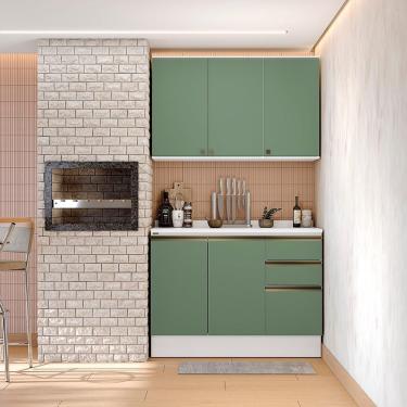 Imagem de Armário De Cozinha Compacta 100% Mdf 120cm Branco/verde Celeste Kappesberg