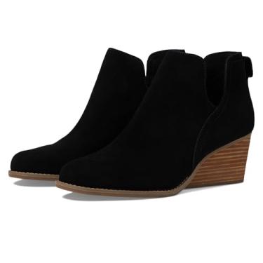 Imagem de TOMS Bota feminina Gwen Metálico Bico Redondo Casual Tornozelo Salto Médio 5-7,6 cm - Bege, Camurça preta, 41