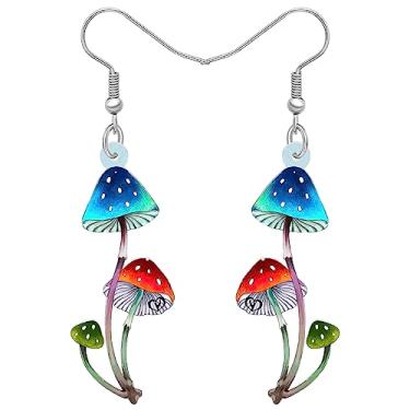 Imagem de RAIDIN Brincos de acrílico fofos e criativos com pingente de cogumelo para mulheres, brincos de gancho hipoalergênicos, joias para presentes, pingentes de festa, Acrílico, Sem pedra preciosa