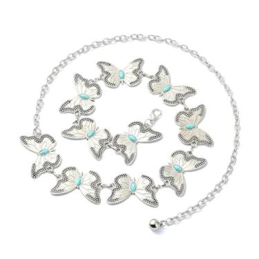 Imagem de Ipotkitt 1 peça de corrente de liga e resina com elos de borboleta em camadas para cintura de barriga, cinto para mulheres, vestido de saia, sobretudo, acessórios