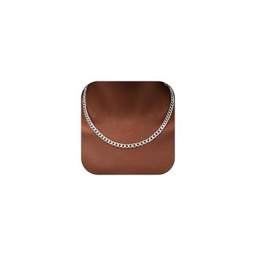 Imagem de WomenGifts Colar de corrente de elos cubanos para mulheres, aço inoxidável banhado a ouro 14K, não mancha e à prova d'água, delicado a grosso (3,5 a 11 mm de largura, 35 a 45 cm de comprimento), joia